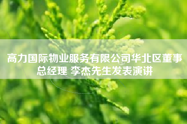 高力国际物业服务有限公司华北区董事总经理 李杰先生发表演讲