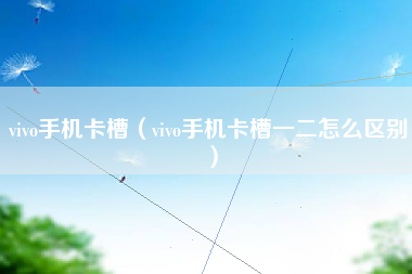 vivo手机卡槽（vivo手机卡槽一二怎么区别）