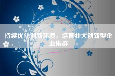 持续优化创新环境，培育壮大创新型企业集群